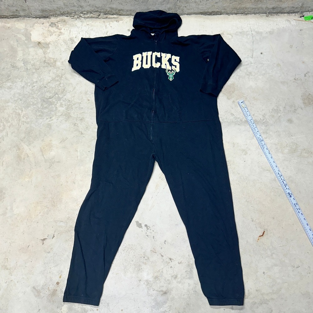 XXL Milwaukee Bucks Jumpsuit Concepts Sport NBA Pajama One Piece Sleepwear Black